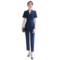 2024 Summer Slim Fit Professional Suit Woman Temperament Van Zheng Loaded Suit Hotel Front Desk Sales Department Workwear