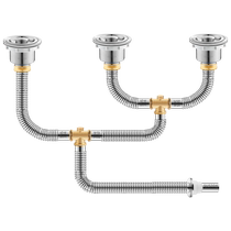 Three-slot stainless steel sewer pipe hotel commercial double-slot extended drain pipe canteen three-eye pool deodorant set