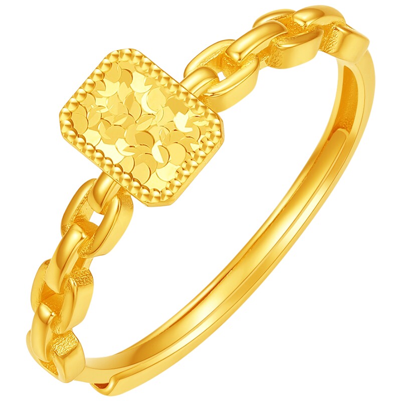 Saturday Fortune Gold 5G Priced Pure Gold Ring Sparkling Broken Gold Sugar Cube Jewelry Holiday Gift