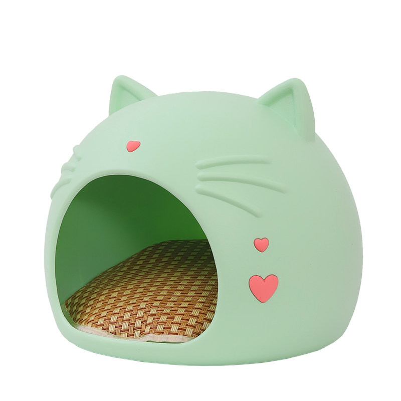 Soft and cute cat head shape semi-enclosed indoor cat and dog kennel