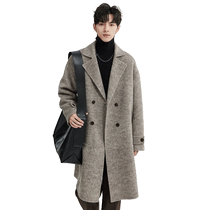 Loca Suede Seede теплой шерсть blend double sided big coat mens highlend 23 Winter Korean version with long double