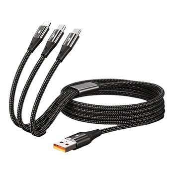 Charger three-in-one data cable one to three car mobile phone usb two ends multi-function
