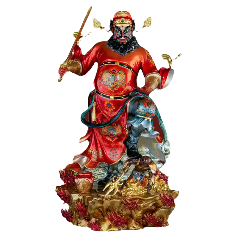 臺灣純銅琺瑯彩鍾馗擺件客廳家用鎮宅福神天師伏魔銅像站鍾馗神像-淘寶