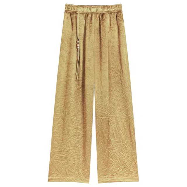Wide leg acetate trousers versatile high waist