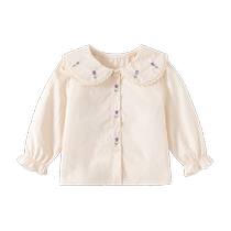Banxidi Girls Shirts Autumn 2024 New Fashionable Baby Tops Princess Childrens Doll Collar Shirts Spring and Autumn