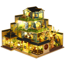 Chinese-Style DIY Cottage, Fuchun Mountain Residence Villa, Handmade Model, Ancient-Style Architecture Assembly, Birthday Gift for Women