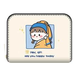 Cute driver's license all-in-one coin card holder for women, compact, multiple card slots, large capacity, anti-degaussing, anti-theft brush cartoon card holder