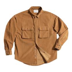 Madden Workwear American Retro Loose Jacket Corduroy Lapel Vintage Handsome Outerwear Pocket Thin Shirt Men's Spring