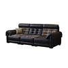 Mid-century style retro oil wax leather sofa leather and cloth dual-purpose straight row adjustable high backrest first layer cowhide down sofa
