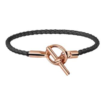 Jiyu light Luxury calfskin braided OT buckle bracelet French double circle medieval bracelet high-end couple bracelet