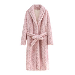 Nightgown for women winter plus velvet thickened long women's flannel pajamas home wear coral velvet bathrobe new bathrobe