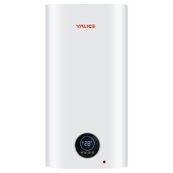 Vertical flat barrel electric water heater with variable frequency water output and power outage