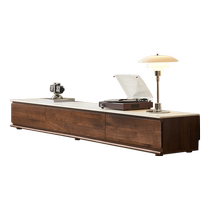 Original element solid wood TV cabinet floor-standing light luxury North American black walnut living room slate suspended floor cabinet M1081