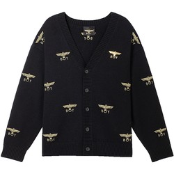 [ສະເພາະທາງອອນລາຍ] [Your Majesty] BOYLONDON Spring Couple Golden All-over Print Embroidered Knitted Cardigan N64901