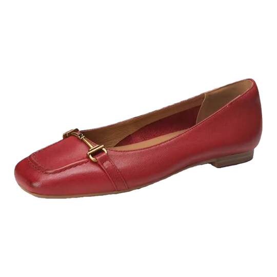Simple commuting pumps for women flat red square toe