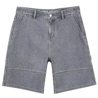 杰克琼斯男装牛仔裤子春季宽松中灰牛仔舒适男士休闲牛仔短裤男裤