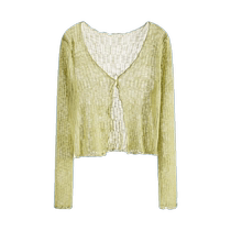 Ice silk sunscreen knitted cardigan for women in summer thin hollow outer with suspender skirt shawl air-conditioning blouse jacket