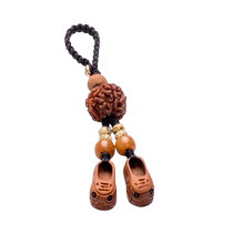 PG natural peach wood shoes car key chain pendant hand-woven creative bag pendant mens and womens mobile phone chain pendant