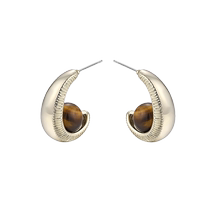 (Self-operated) VITARING tiger eye stone crescent earrings for women niche design retro light luxury high-end earrings for women