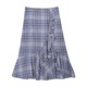 Ruffled slimming plaid A-line hip wrap