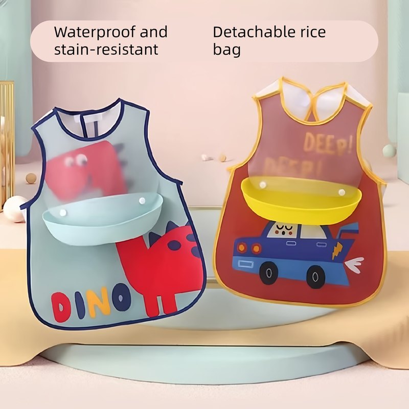 Baby eating bib waterproof dirty smock super soft vest style sleeveless children's large bib rice bag pocket artifact