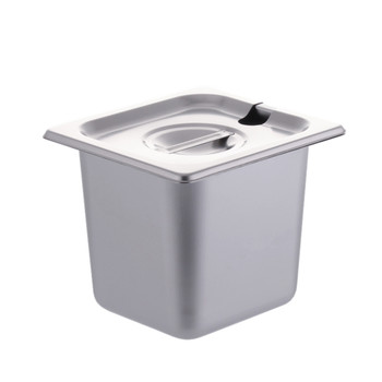 1/9 stainless steel portion basin with lid fraction basin material seasoning box cooking box milk tea shop jam box rectangular