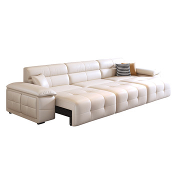 Electric function sofa genuine leather living room double triple seats directly adjustable telescopic and wading sleeping new zero-to-wall-facing wall