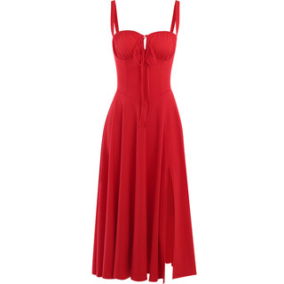 French strap A-slit dress