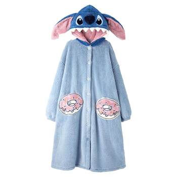 ປ່ອຍໃຫ້ Stitch Pyjamas ດູໃບໄມ້ລົ່ນຂອງແມ່ຍິງແລະລະດູຫນາວຍາວ Coral Fleece Pajamas ໄປອອກ Thickened ເຄື່ອງນຸ່ງຫົ່ມເຮືອນ Flannel ງາມ