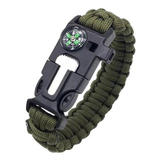 Pulsera multifuncional de paracord para exteriores, brújula de picapiedra