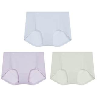 ubras浪花无尺码无痕内裤女透气纯棉打孔透气底裆中腰三角裤3条