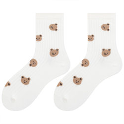 Socks that will pill Spring Thin Cute Cartoon Bear Women's Mid-calf Socks