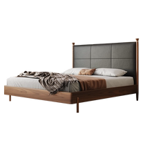 Yiluo Sicilian bed French retro black leather bed master bedroom thin bedside bed minimalist soft bed solid wood bed