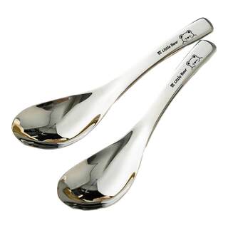 儿童勺子食品级不锈钢小勺子家用短柄高颜值汤匙个人专用勺子可爱