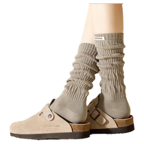 Maillard cloth label pile socks for women in autumn and winter pure cotton calf socks with Birkenstock shoes slimming mid-length boneless socks