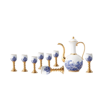 Mr. Yongfengyuan Porcelain Sea Pearl 10-piece wine set one pot and eight cups high-end goblets high-end gifts