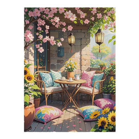 春日阳台温馨竖版背景布治愈挂布卧室客厅装饰画布直播拍照挂毯布