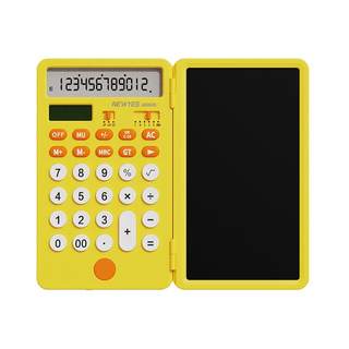 The calculator that can be written on is cleared with one click and is dust-free and ink-free.