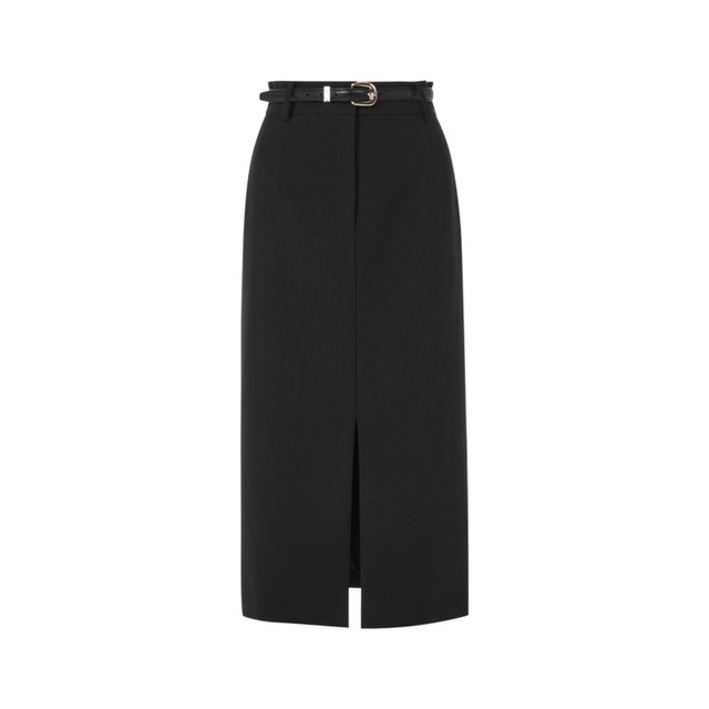 LIME Rhine Elegant Straight Slit Design Skirt 2024 Autumn and Winter New H-shaped Commuting Over-the-Knee Skirt