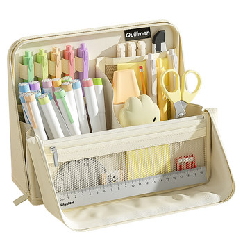 Standing pencil bag with high appearance value ins style vertical stationery box for girls 2025 new simple large-capacity stationery bag niche non-colliding style multi-functional school supplies stationery for junior high school and high school students