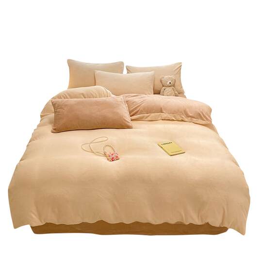 MUJI milk velvet bed sheets four-piece set thick velvet