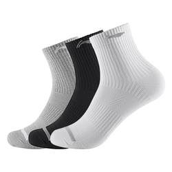 Li Ning ກິລາ socks ຜູ້ຊາຍ breathable ແລ່ນ sweat-absorbent ທໍ່ກາງຕ້ານເຊື້ອແບັກທີເຣັຍຝ້າຍຫນາຖົງຕີນບ້ວງສີຂາວບາງ summer