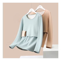 Nursing Autumn Clothes Maternity Warm Underwear Womens Velvet Thickened Winter Lamb Velvet Autumn Clothes Autumn Pants Set Nursing Tops