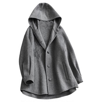 顶奢保暖！高定剪裁！连帽廓形长袖中长款大衣长袖毛呢外套女M535