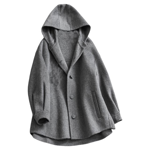 顶奢保暖！高定剪裁！连帽廓形长袖中长款大衣长袖毛呢外套女M535