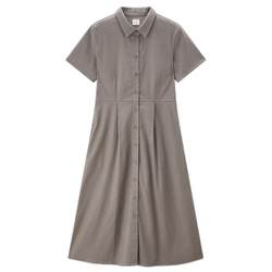 Giordano Skirt ແມ່ຍິງໃຫມ່ Commuting Style Shirt Skirt Tencel Elastic Waist Short Sleeve Dress ແມ່ຍິງ 05464314