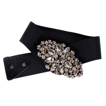 Fashion crystal elastic outer belt for women