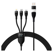 Baseus three-in-one fast charging data cable PD100W two-to-three 5A charging cable one-to-three suitable for Apple Huawei iPhone 15 mobile phone tablet ipad Android MacBook car