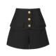 High-waisted woolen wide-leg casual shorts