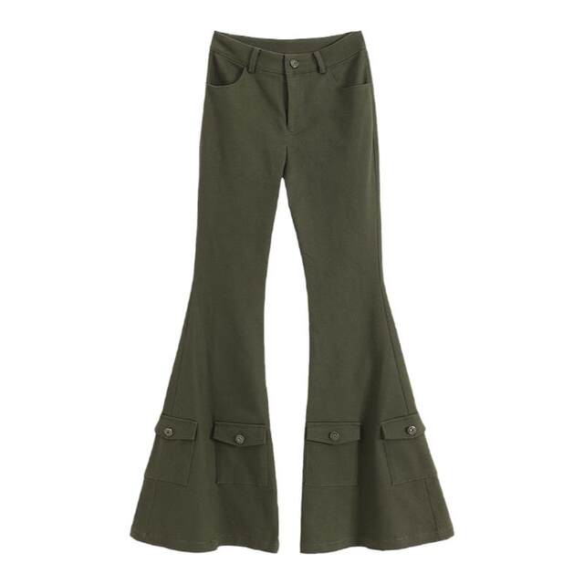 Gagaopt ແອວສູງ bootcut pants ບາດເຈັບ